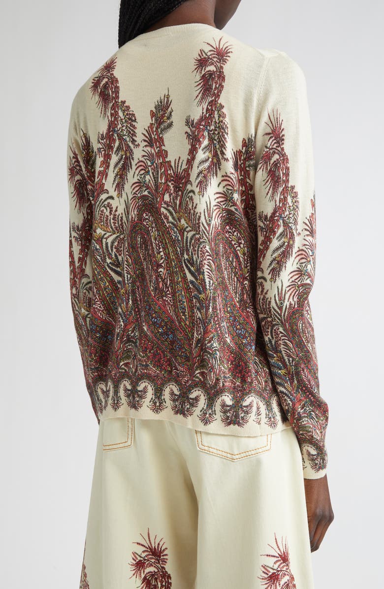 Etro Floral Paisley Silk & Cashmere Cardigan, Alternate, color, Stampa F.do Bianco