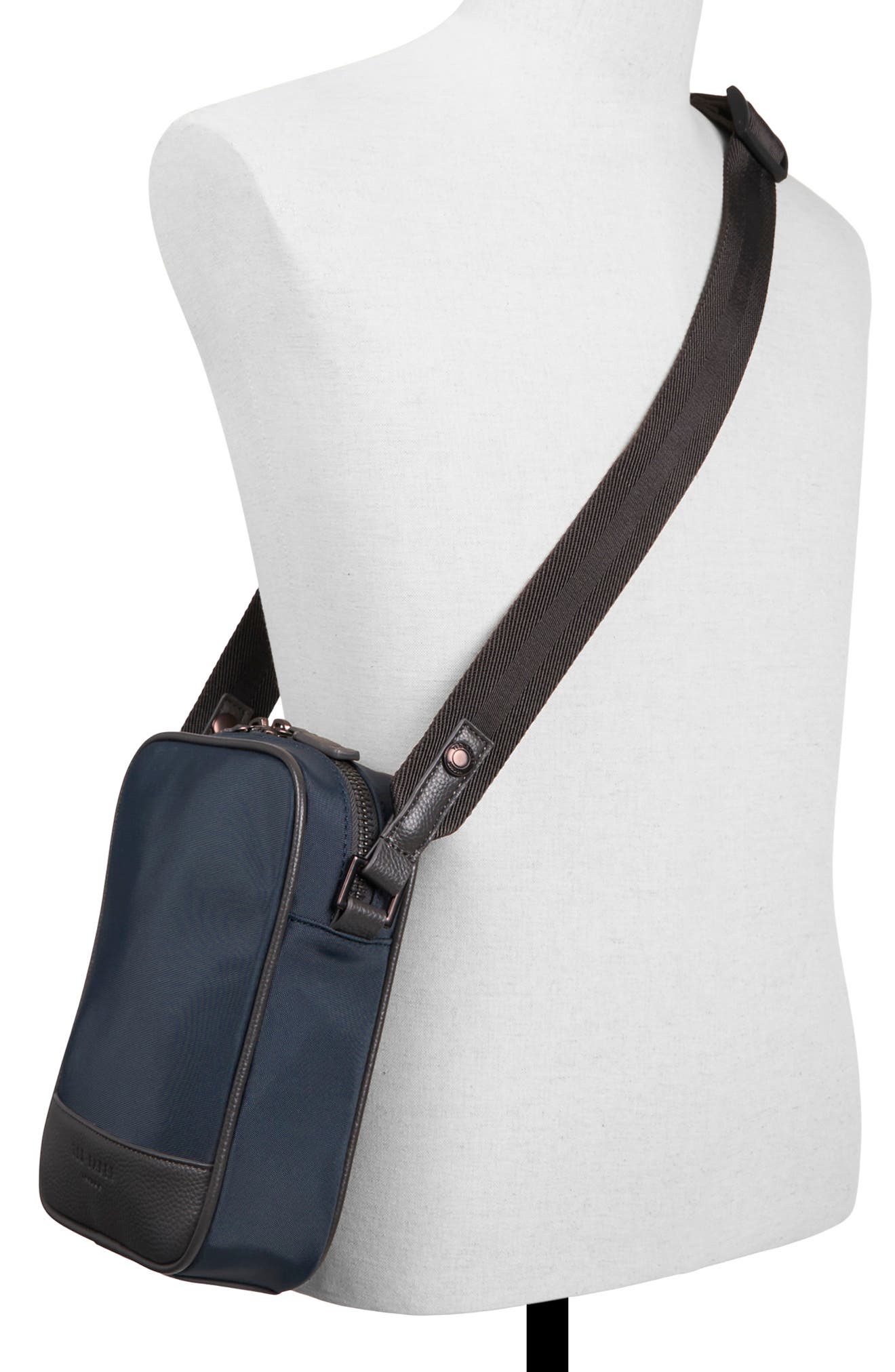 Ted Baker London Fairford Sling Crossbody Bag, Alternate, color, Navy Nylon/ Black Coffee