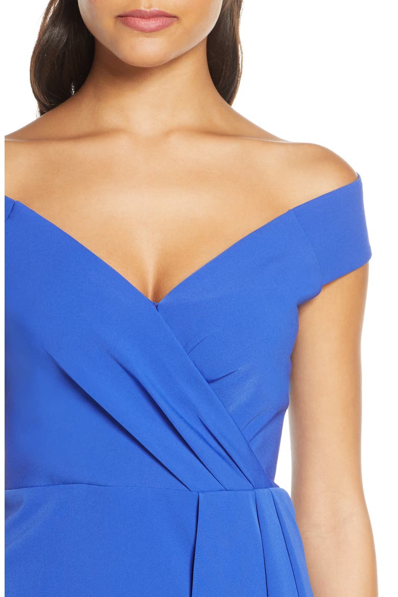 Off the Shoulder Asymmetrical Cocktail Dress, Alternate, color, COBALT