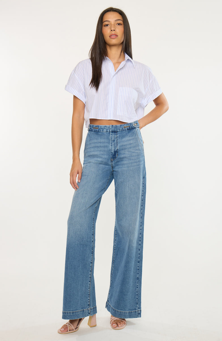 KanCan Marnie Ultra High Rise Wide Leg Trousers, Alternate, color, Dark Medium