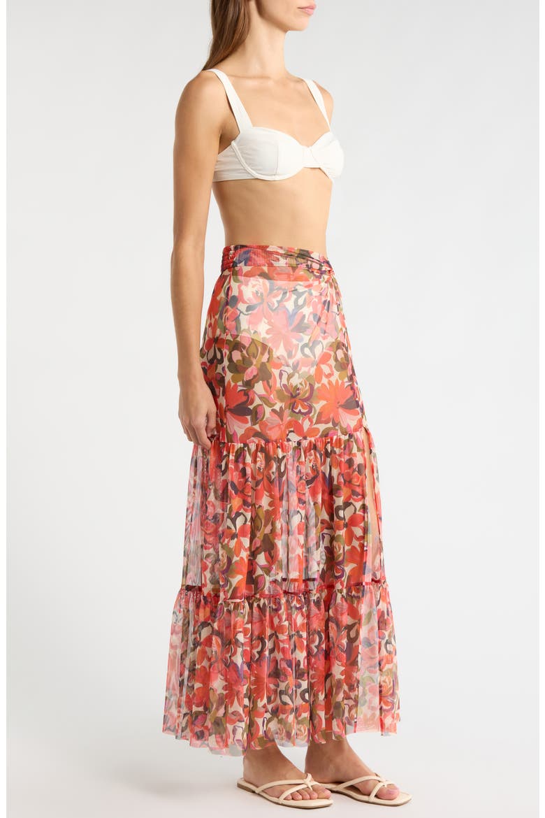 Sheer Cover-Up Maxi Skirt, Alternate, color, CORAL TROP
