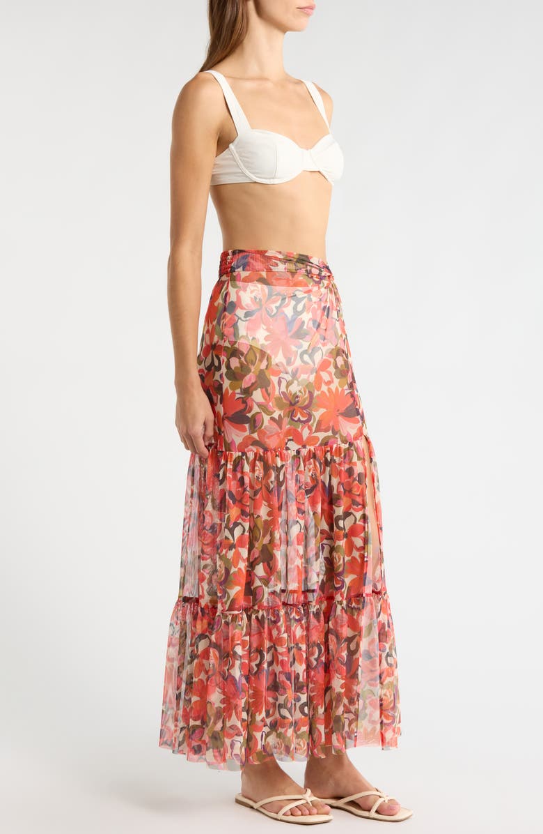 Hutch Sheer Cover-Up Maxi Skirt, Alternate, color, Coral Tropical