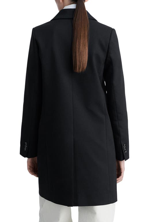 Shop Mango Cotton Blend Longline Blazer In Black