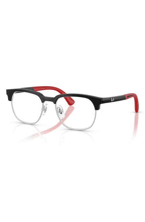 Shop Ray Ban Ray-ban Kids' 48mm Square Optical Glasses In Silver Black