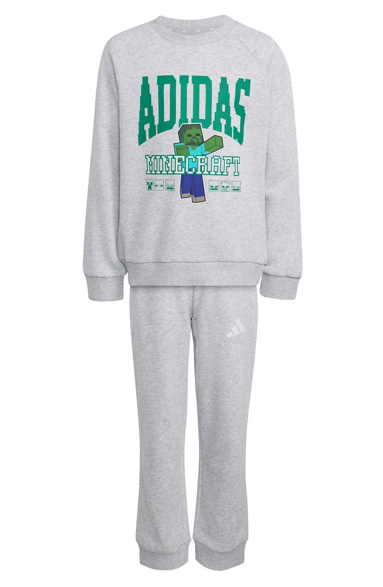 adidas Originals x Minecraft Kids' Graphic Sweatshirt & Joggers Set, Main, color, Light Grey Heather