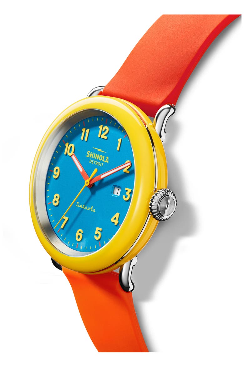 Detrola The Free Skate Silicone Strap Watch, 43mm, Alternate, color, CERULEAN BLUE