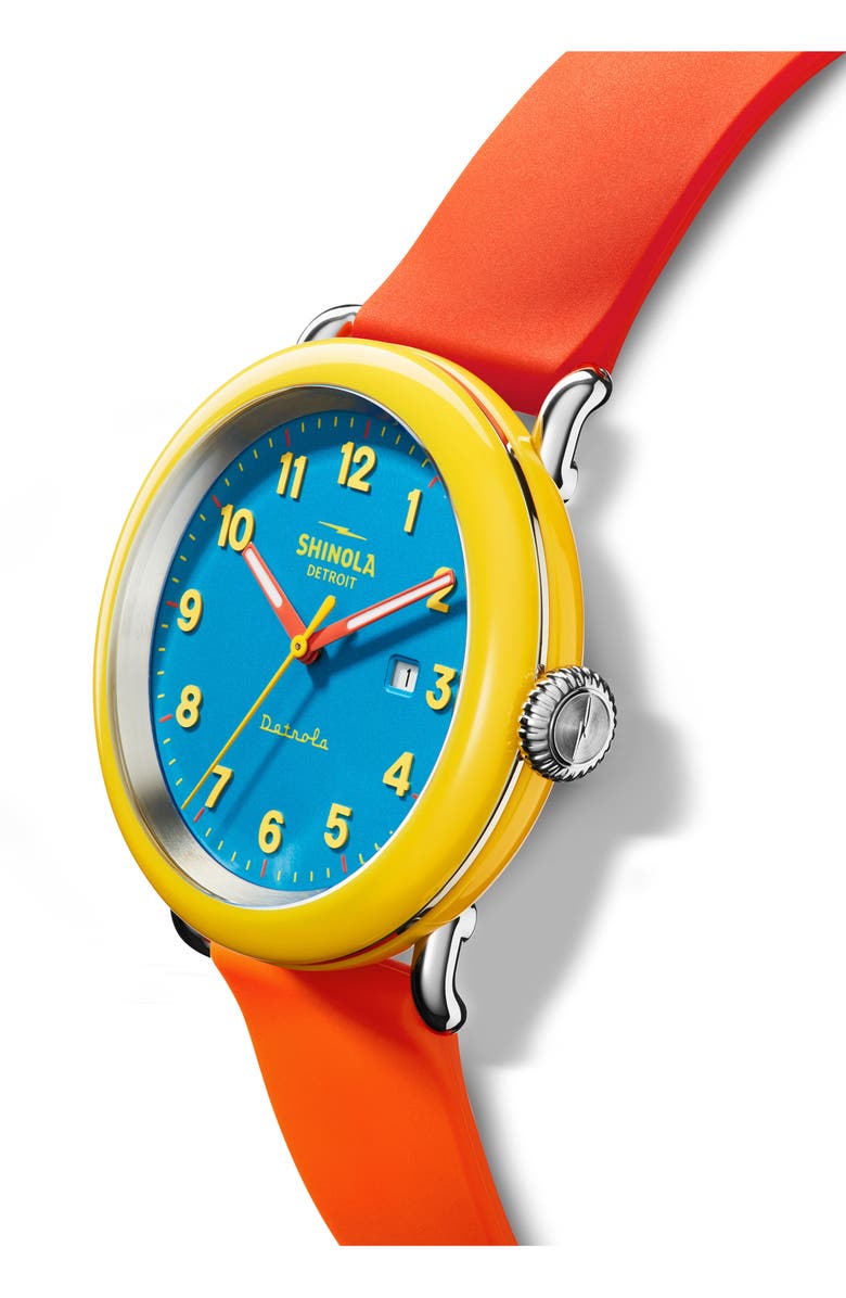 Shinola Detrola The Free Skate Silicone Strap Watch, 43mm, Alternate, color,