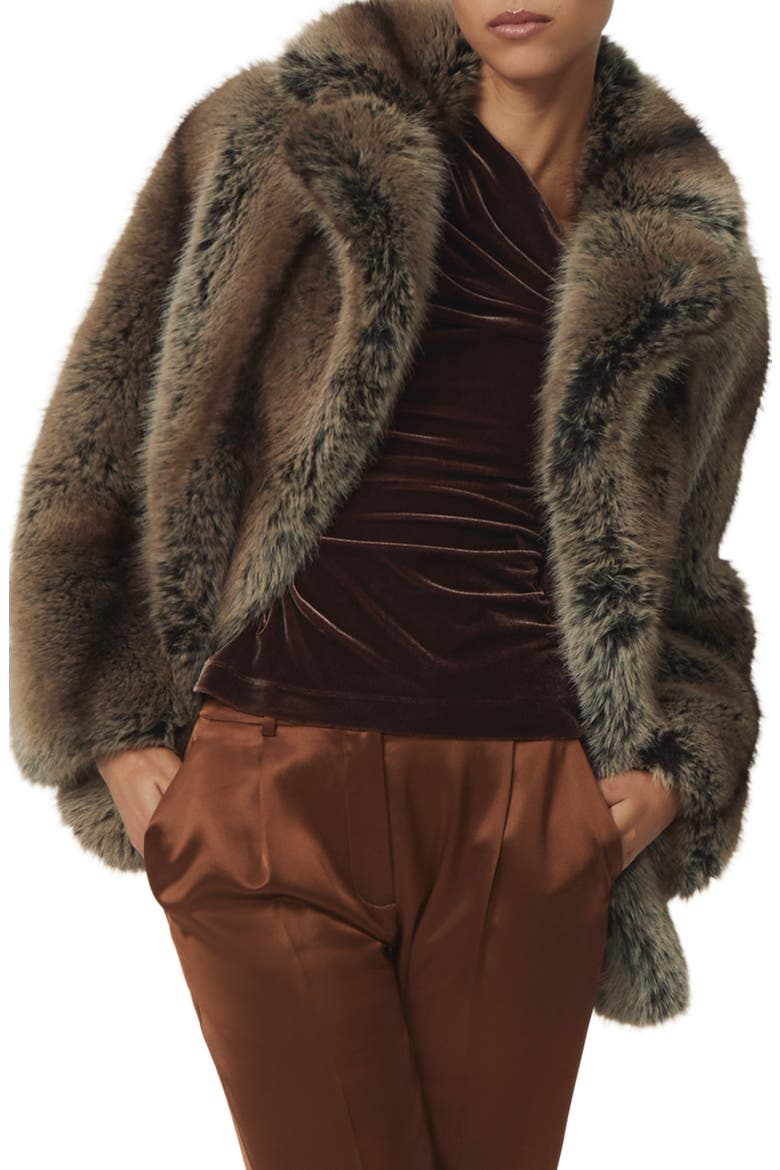 Laila Faux Fur Coat, Main, color, BROWN