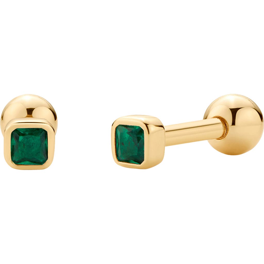 Made By Mary Cubic Zirconia Birthstone Stud Earrings In Gold