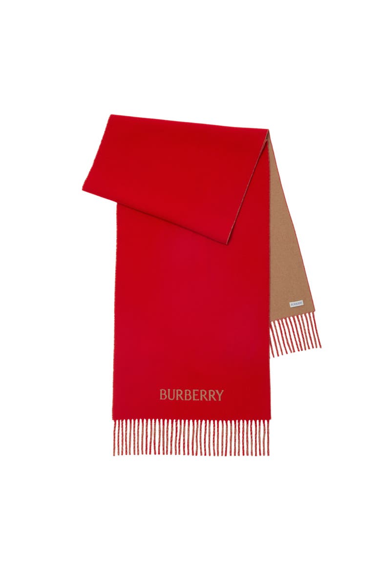 Reversible Knight Cashmere Scarf, Main, color, Pillar red/camel beige