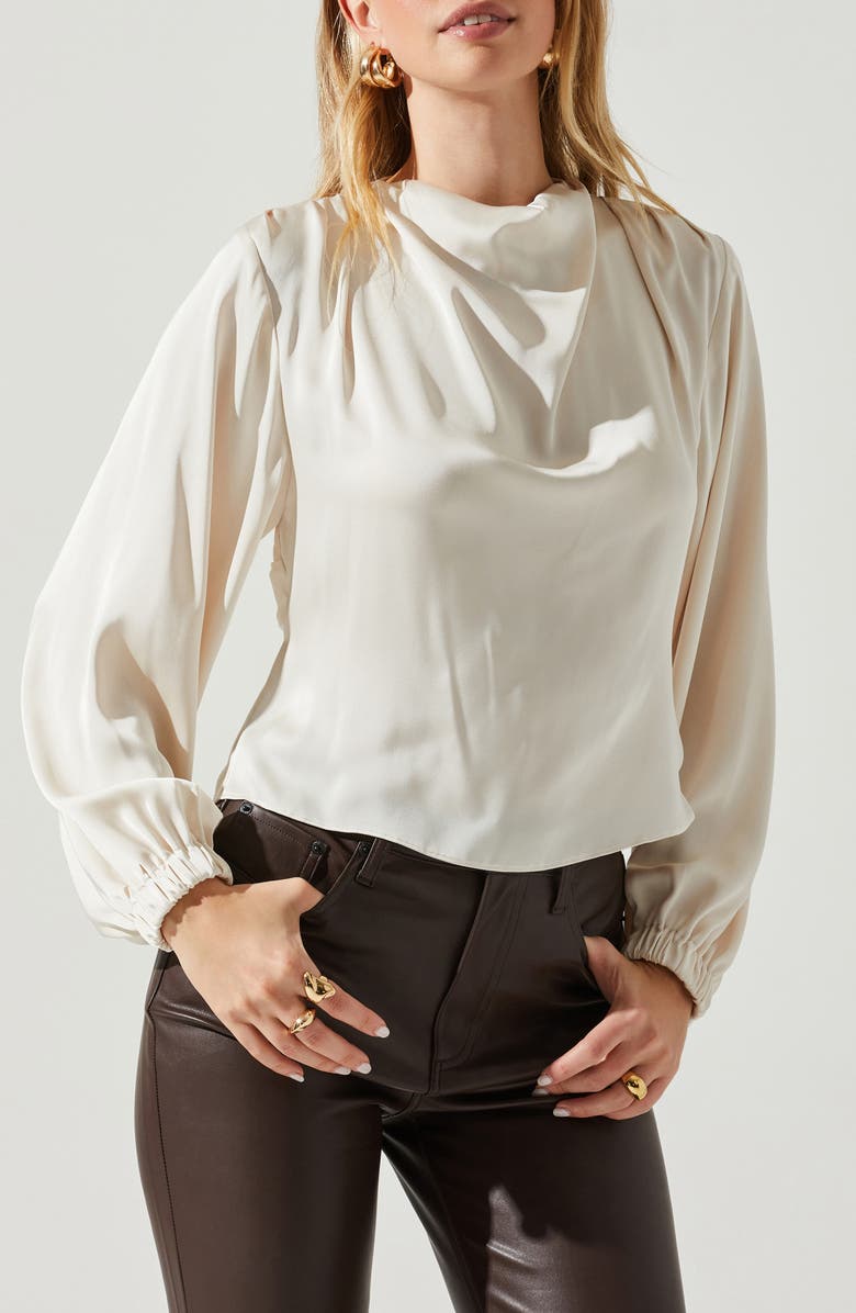 ASTR the Label Veronica Open Back Matte Satin Top, Main, color, Champagne