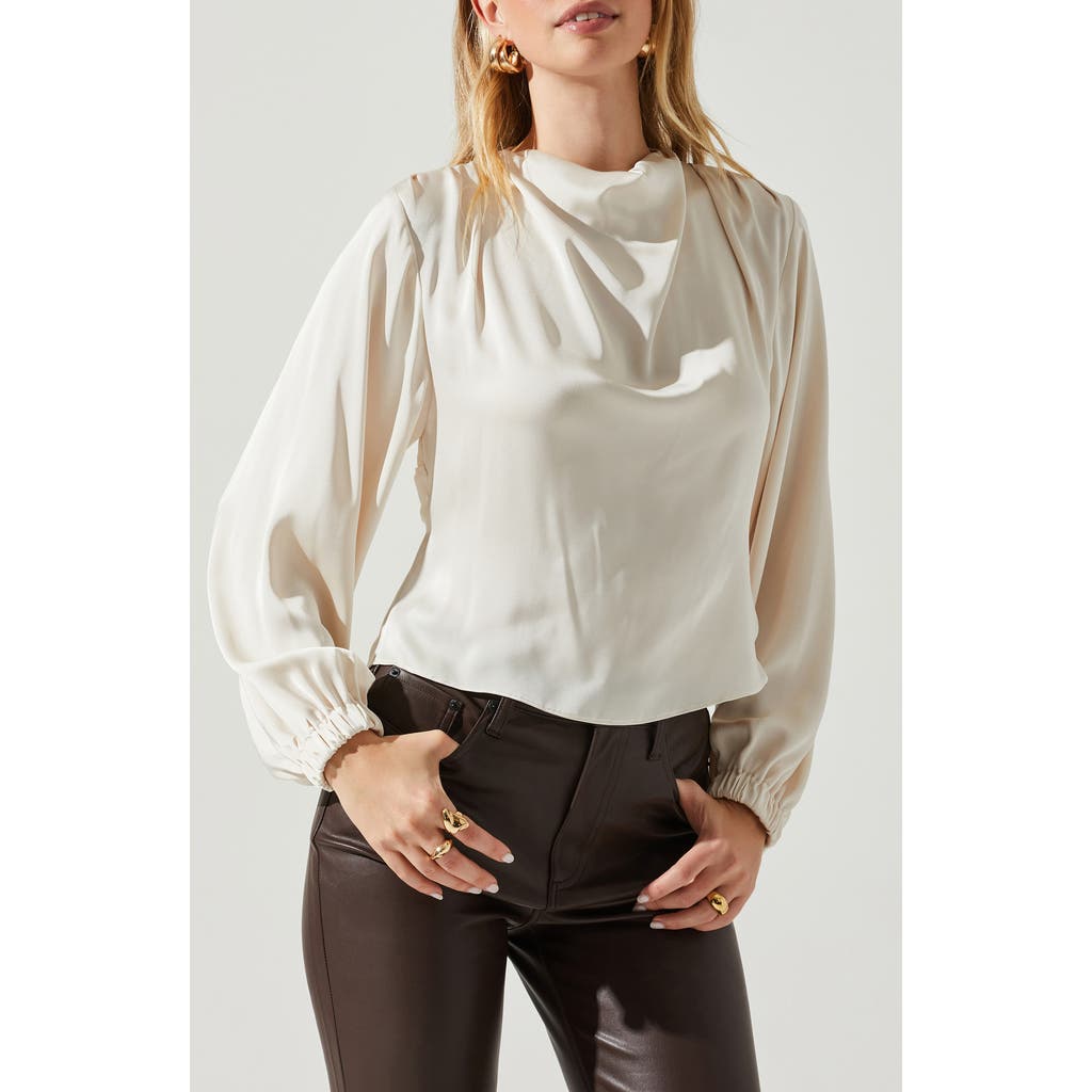 Astr The Label Veronica Open Back Matte Satin Top In White