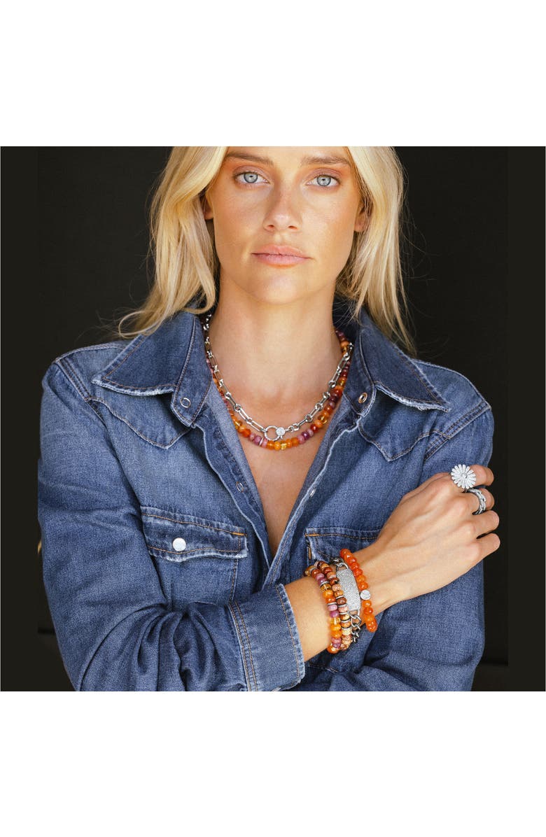 Sheryl Lowe Carnelian 8mm Bead Bracelet with Diamond Butterfly Cutie Bead, Alternate, color, 