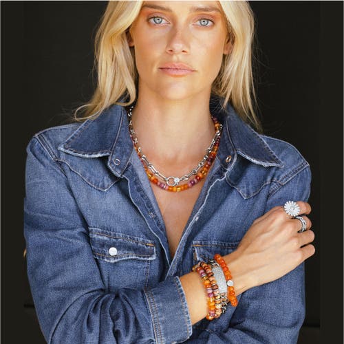 Sheryl Lowe Carnelian 8mm Bead Bracelet With Diamond Butterfly Cutie Bead