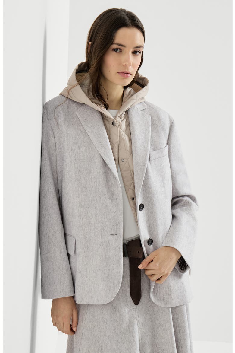 Wool flannel blazer with monili, Alternate, color, Grey