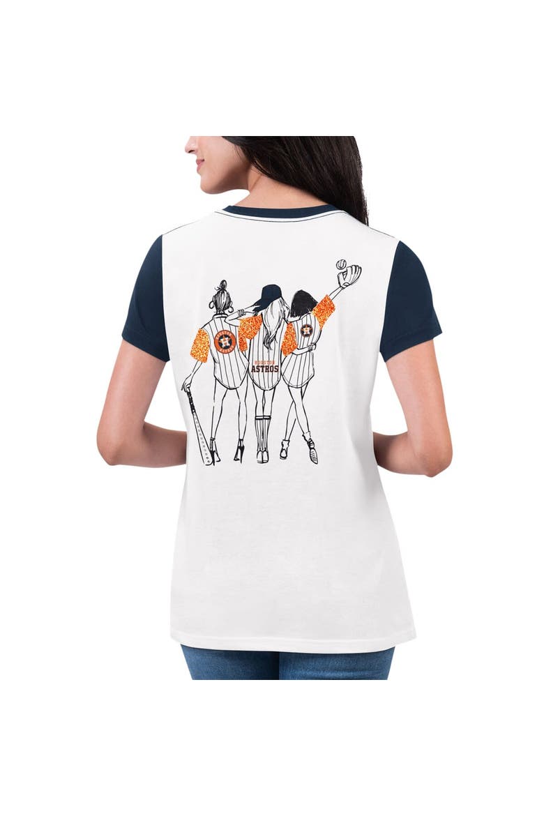 Women's G-III 4Her by Carl Banks White Houston Astros Illustration Ringer T-Shirt, Alternate, color, White