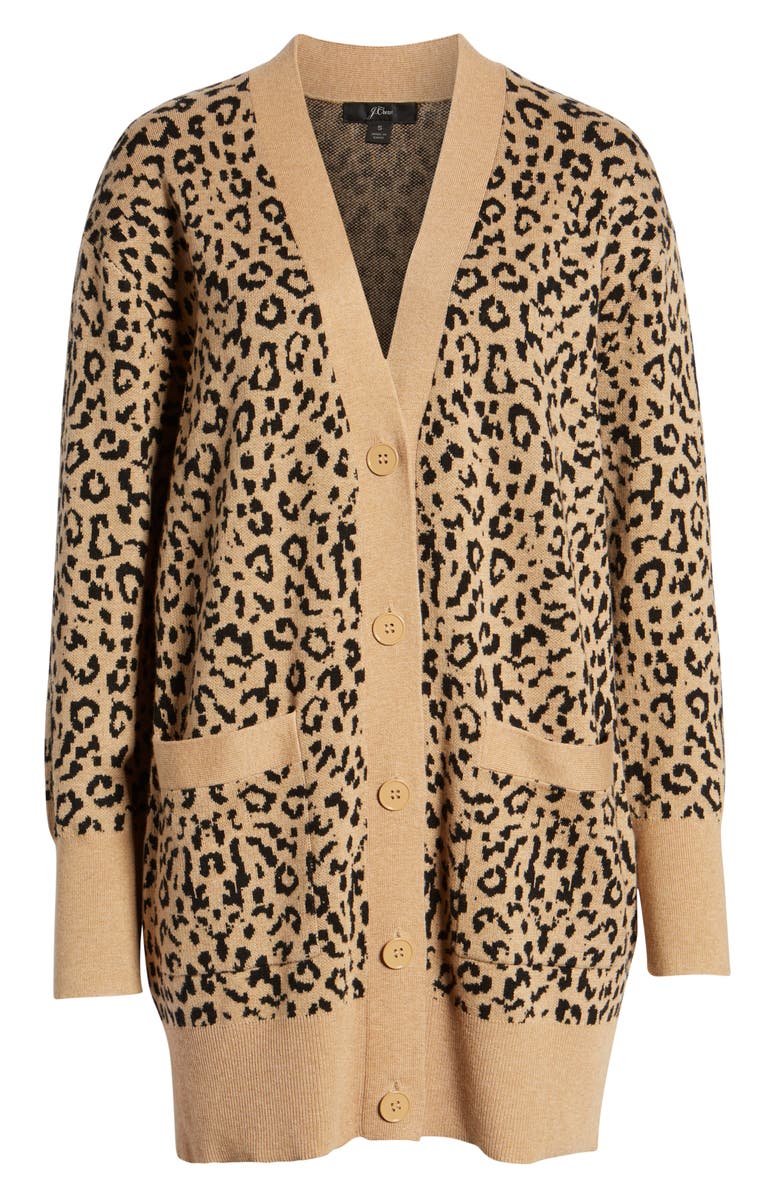 J.Crew Leopard Jacquard Cardigan, Alternate, color,