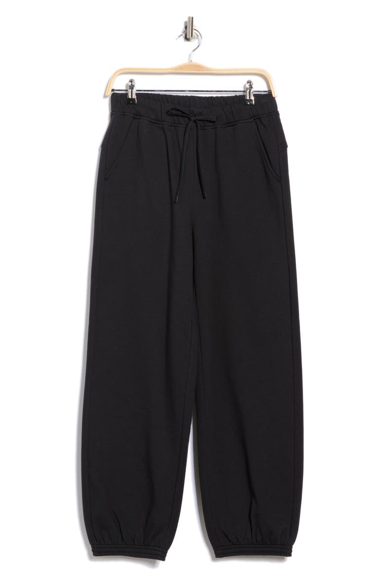 Feather Fleece Cinch Bottom Pants, Alternate, color, BLACK