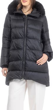 GORSKI Apres-Ski Horizontal Parka Coat with Detachable Toscana Lamb Hood Trim