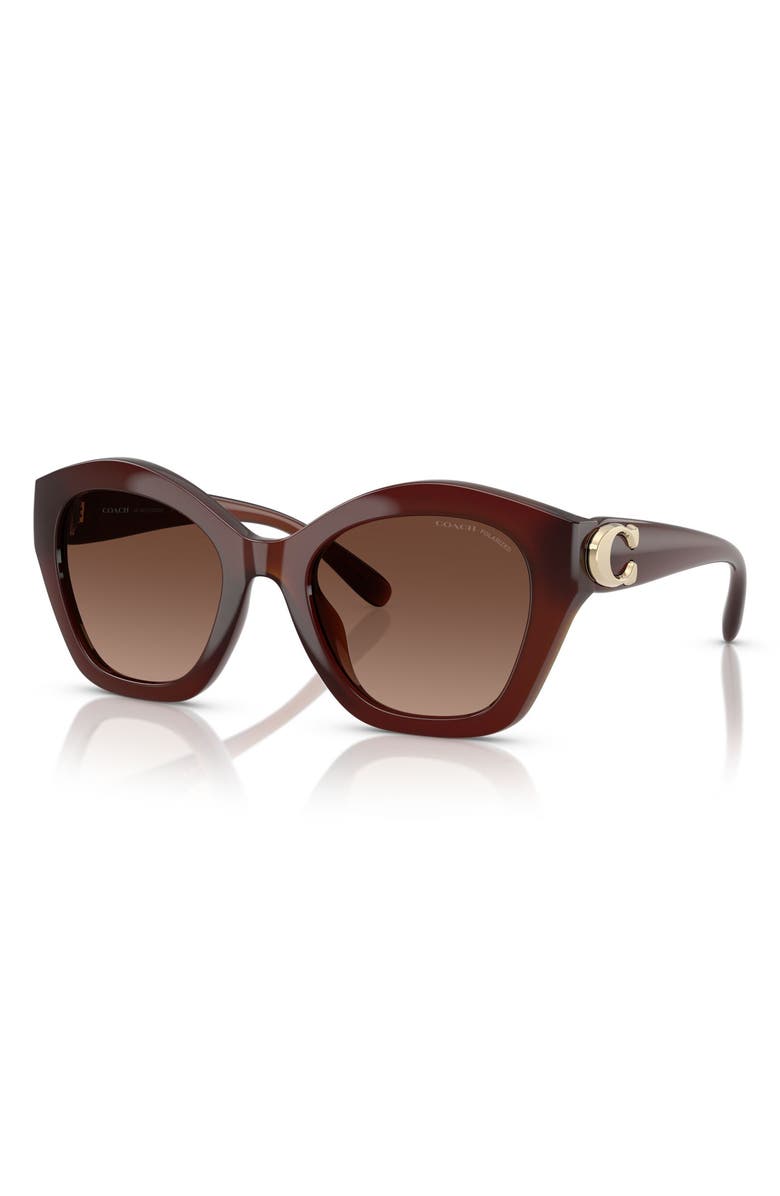 COACH 54mm Polarized Gradient Irregular Sunglasses, Alternate, color, Brown Gradient