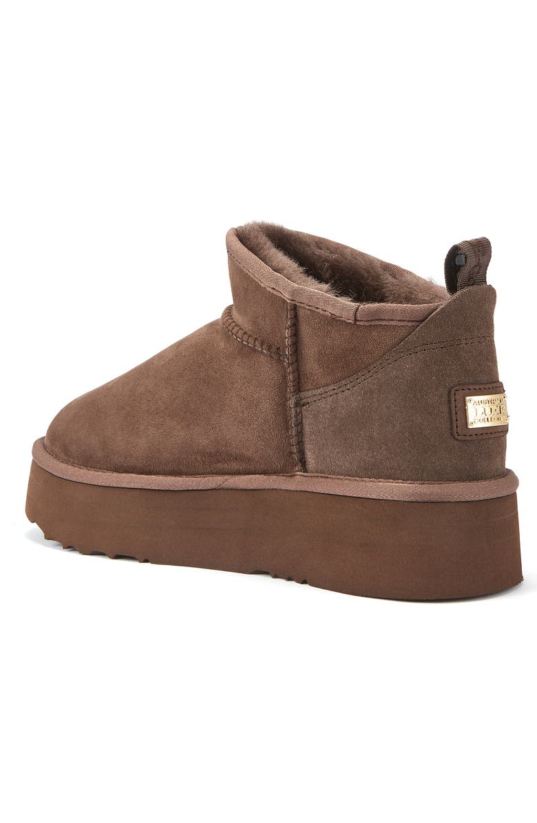 Australia Luxe Collective Cosy Ultra Short Genuine Shearling Platform Bootie, Alternate, color, Burnt