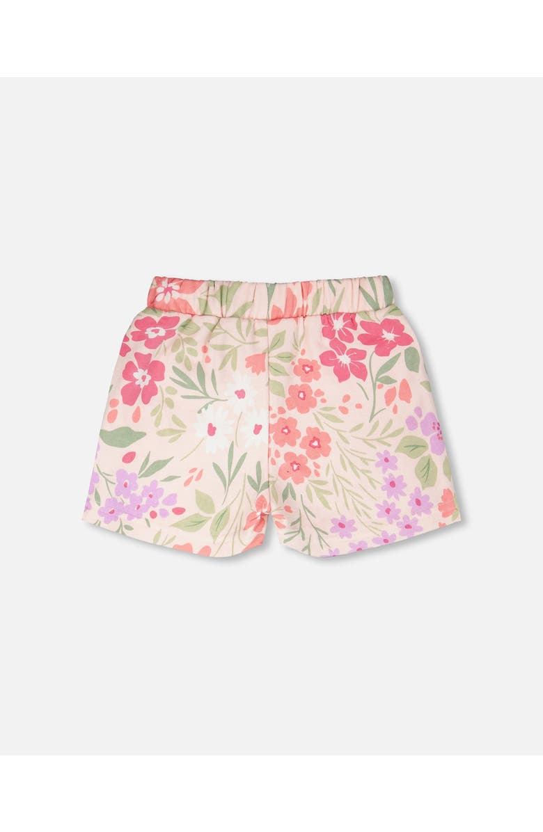 Deux par Deux Straight Cut French Terry Flowers Shorts, Alternate, color, Pink Printed Flowers