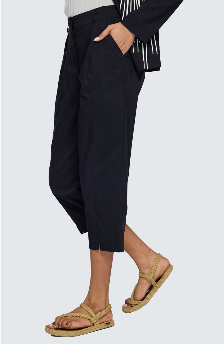 LUUKAA Elara Stretch Linen Cotton Blended Pants, Alternate, color, Black
