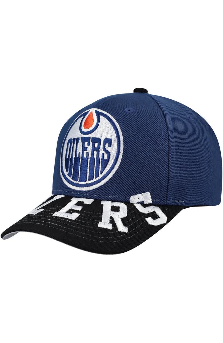 Mitchell & Ness Men's Mitchell & Ness Navy/Black Edmonton Oilers Underarch Two-Tone Pro Crown Snapback Hat, Main, color, 