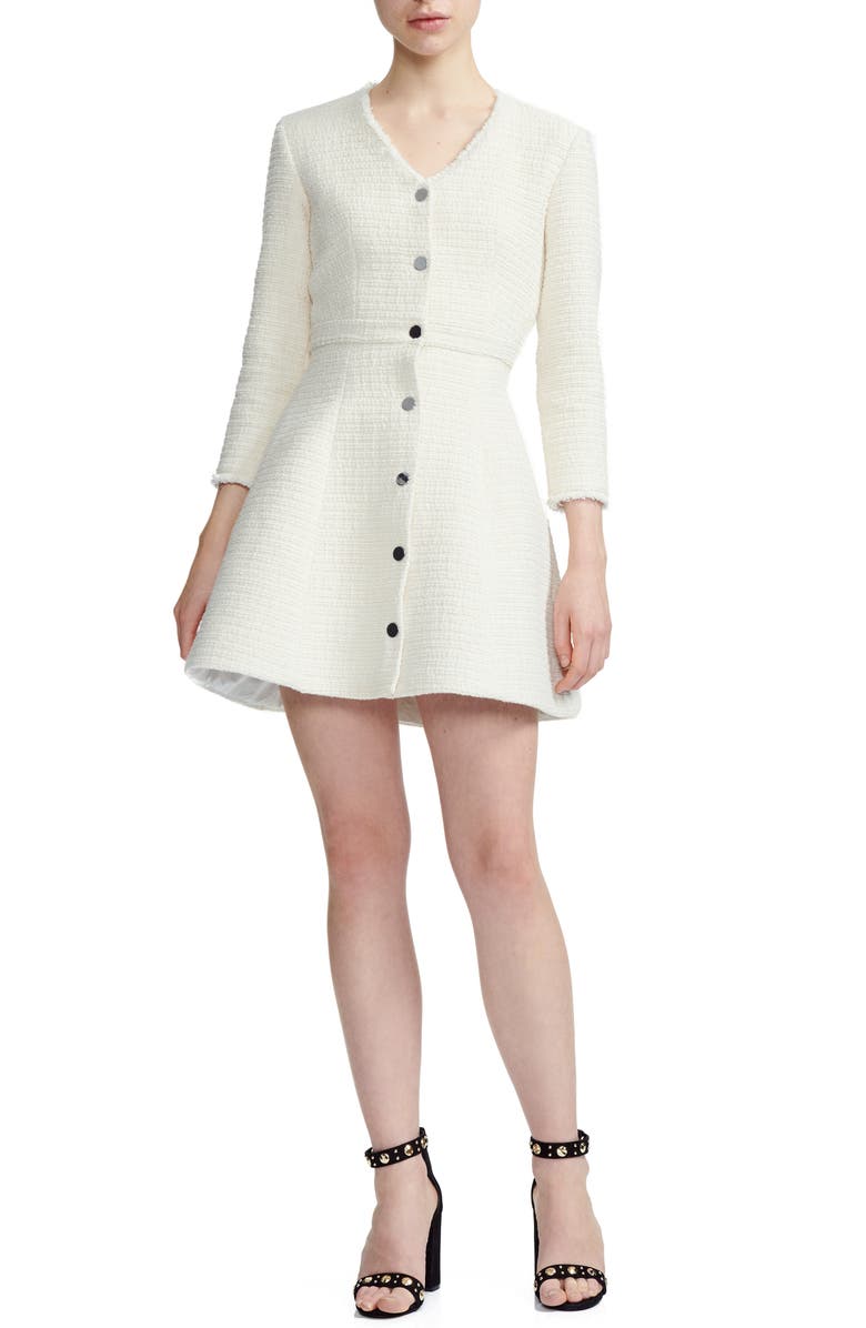 maje Ryzer Tweed Skater Dress, Main, color, 