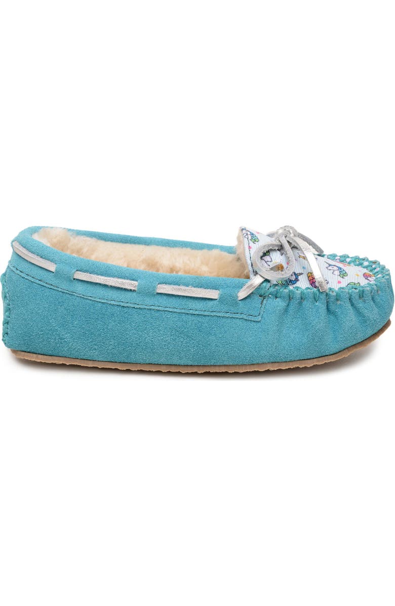 Minnetonka Kids' Cassie Slipper, Alternate, color, Unicorn Turquoise