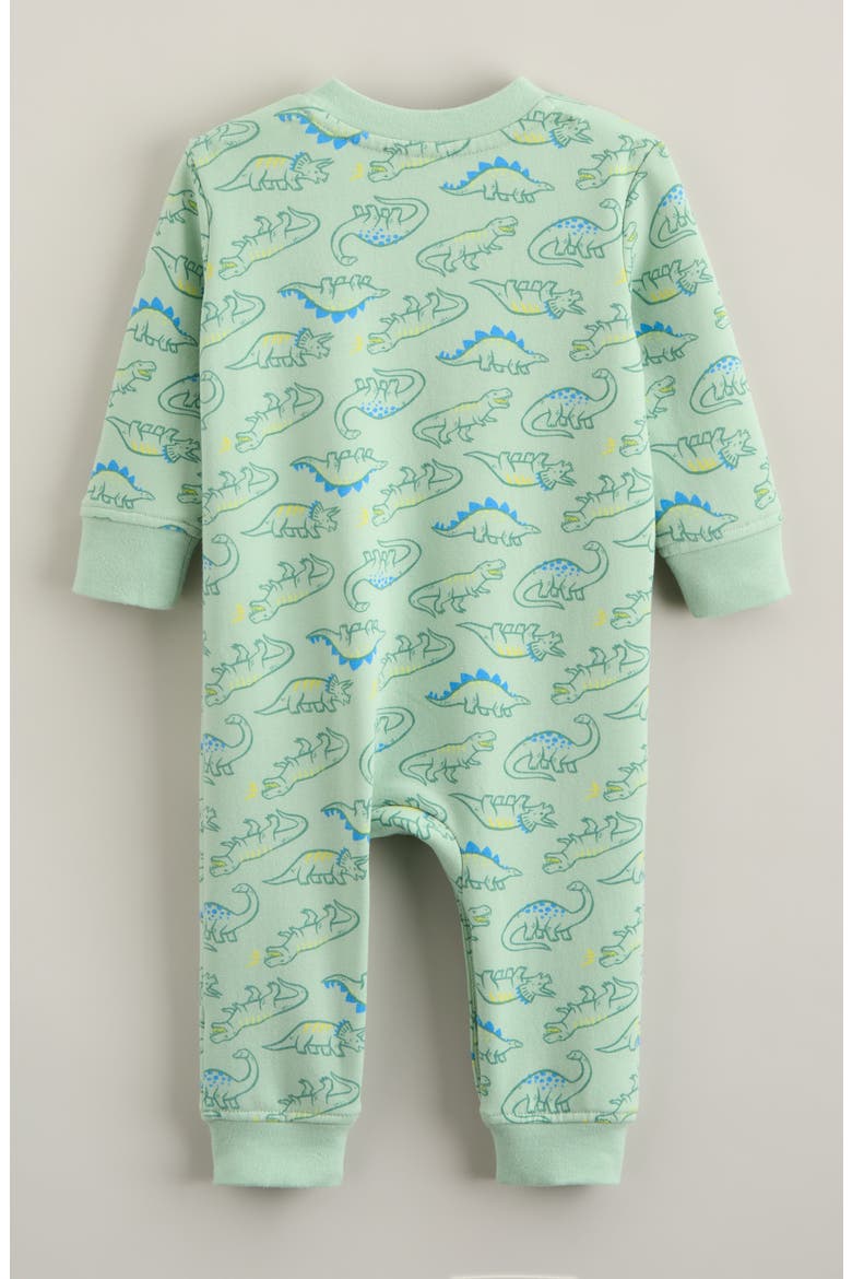Puppy Pals Fleece Sweatshirt Romper, Alternate, color, GREEN CAMEO DINO DOODLES