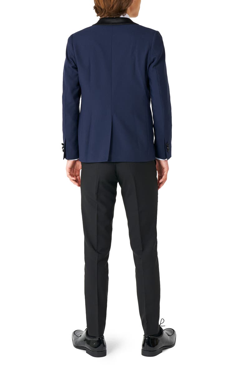 Kids' Midnight Blue Two-Piece Tuxedo Suit with Bow Tie, Alternate, color, NAVY
