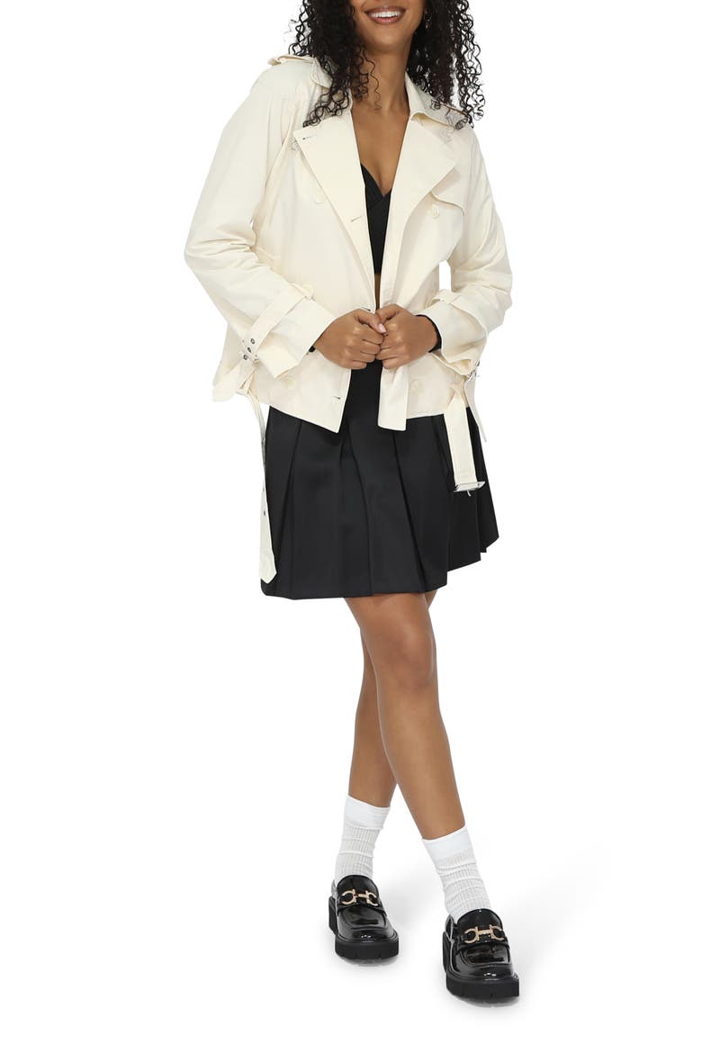 Cool Nights Cropped Trench Coat, Alternate, color, Off White
