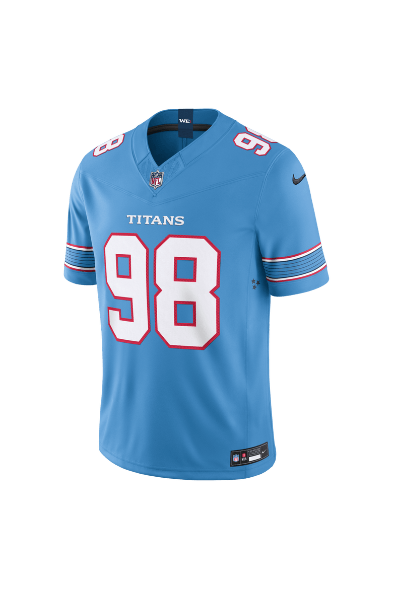 Men's Nike Jeffery Simmons Light Blue Tennessee Titans Vapor F.U.S.E. Stitched Limited Jersey, Alternate, color, Light Blue