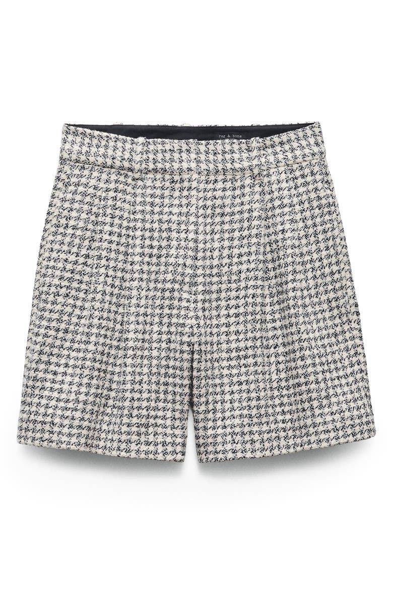 rag & bone Carmen Check Cotton Blend Tweed Shorts, Alternate, color, Blackwhite