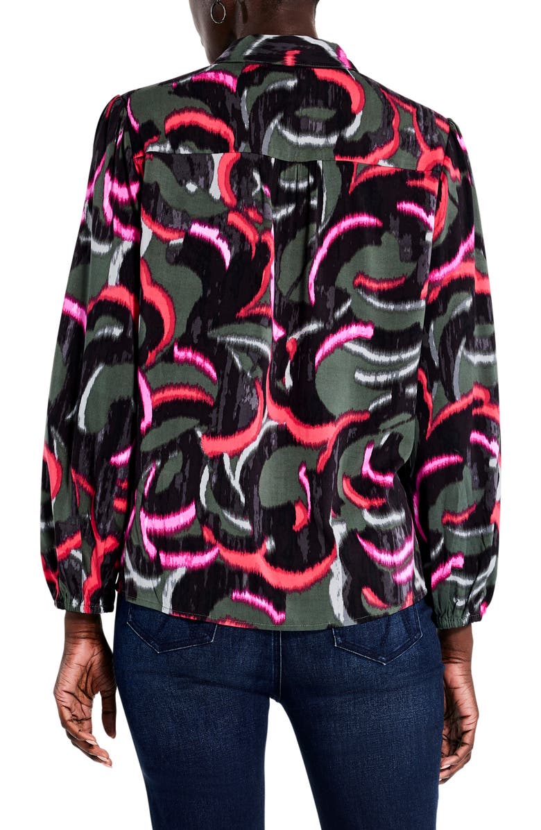 NIC+ZOE Neon Doodle Shirt, Alternate, color, Green Multi