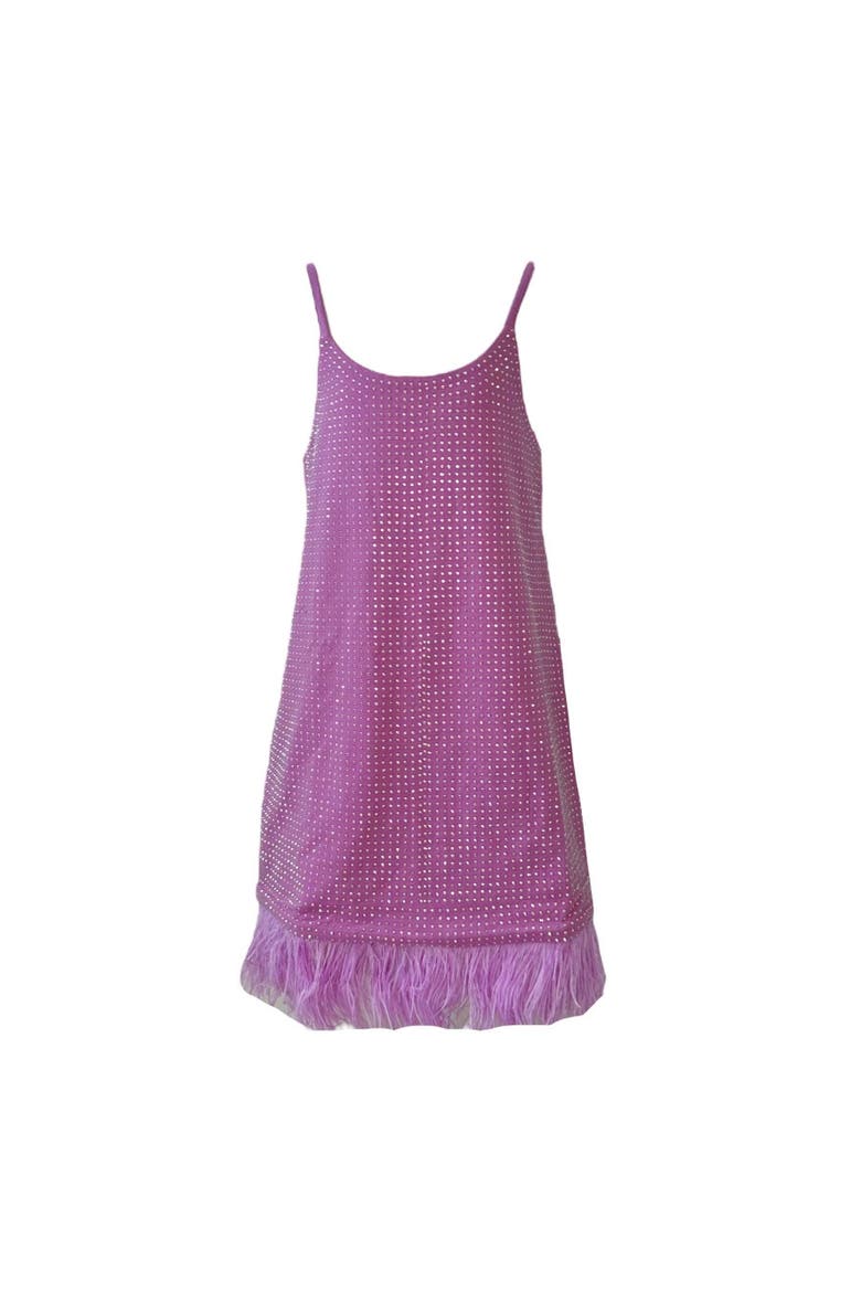 Haze Crystal Feather Dress, Main, color, Lavender