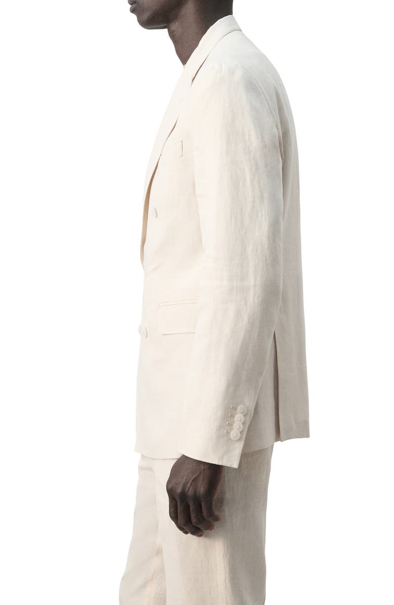 MANGO Amalfi Linen Slim Fit Double Breast Blazer, Alternate, color, Ecru
