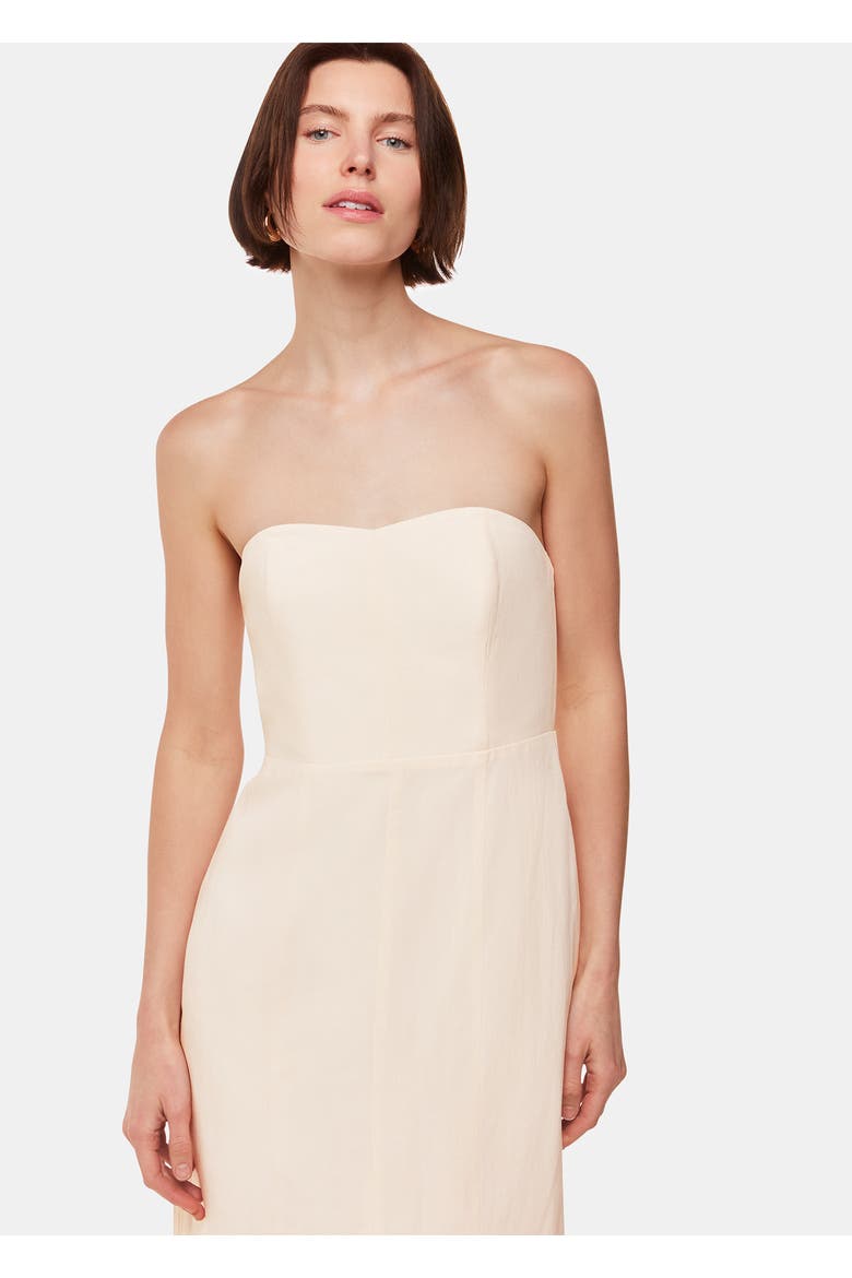 Bandeau Front Slit Midi Dress, Alternate, color, Neutral