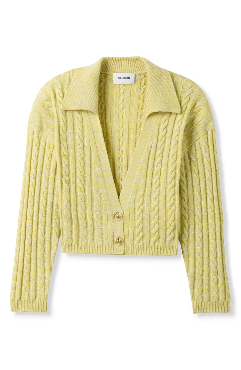 St. John Collection Static Cable Knit Wool Cardigan, Alternate, color, 