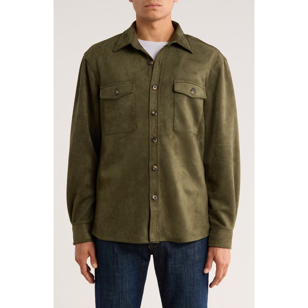 Vintage 1946 Faux Suede Shirt Jacket In Green