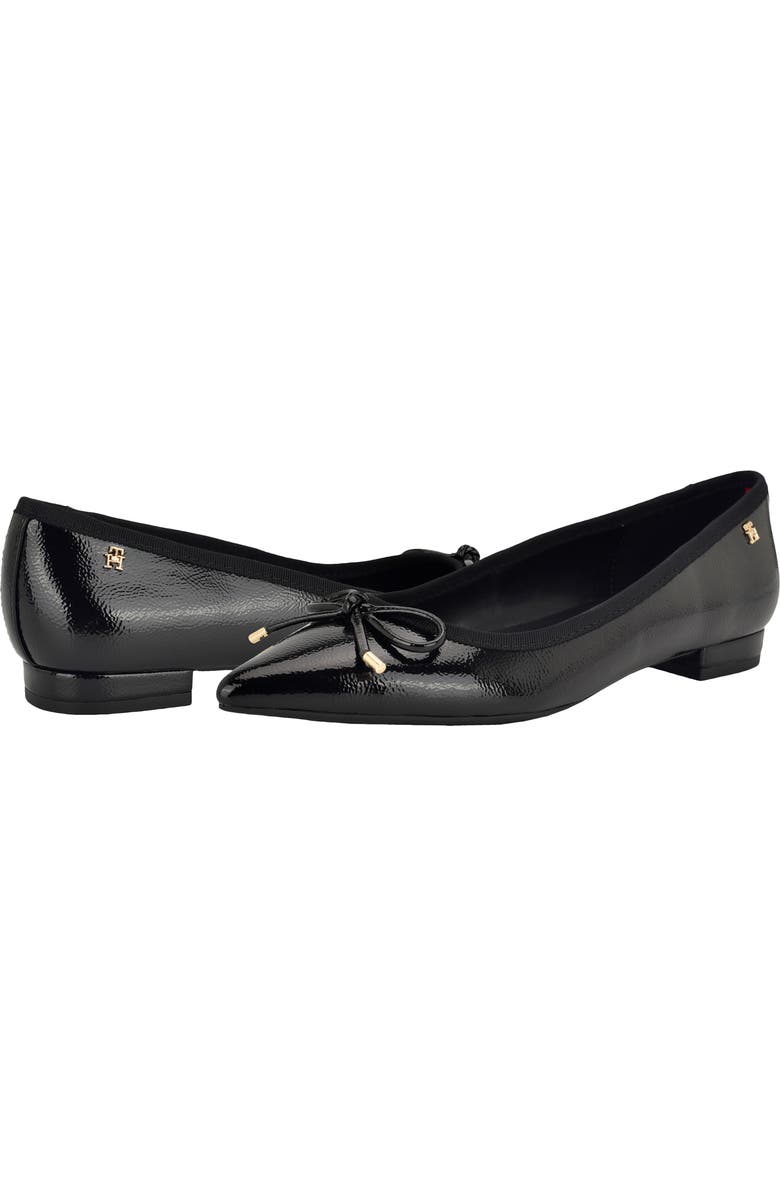 Tommy Hilfiger Kimio Pointed Toe Flat, Alternate, color, Black Shiny