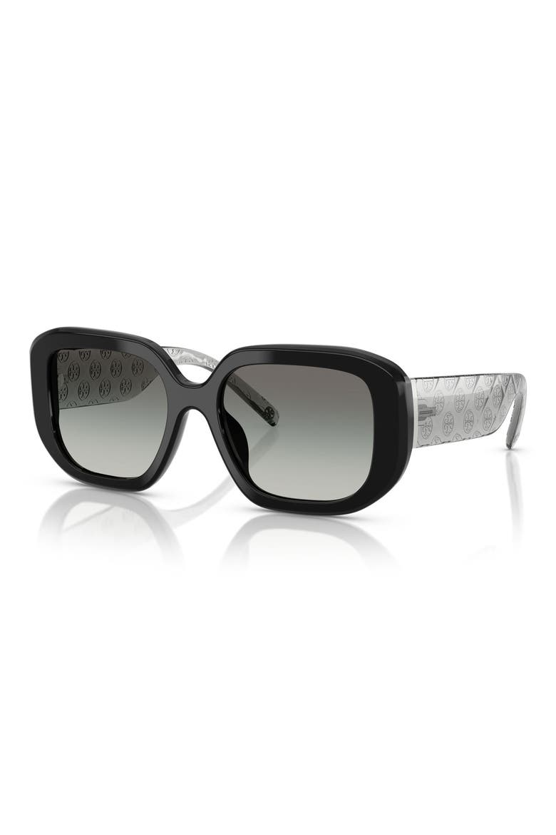 54mm Irregular Sunglasses, Alternate, color, BLACK / GREY