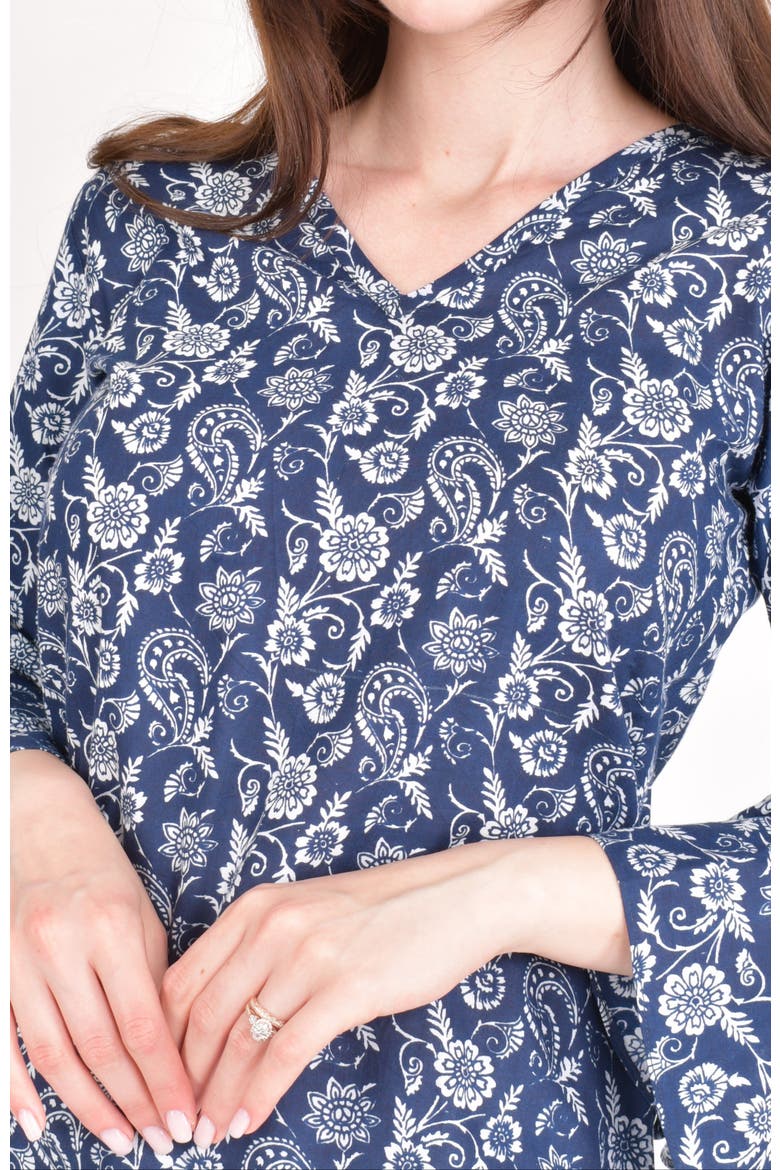 Emilia Paisley Print Cotton Top, Alternate, color, Blue
