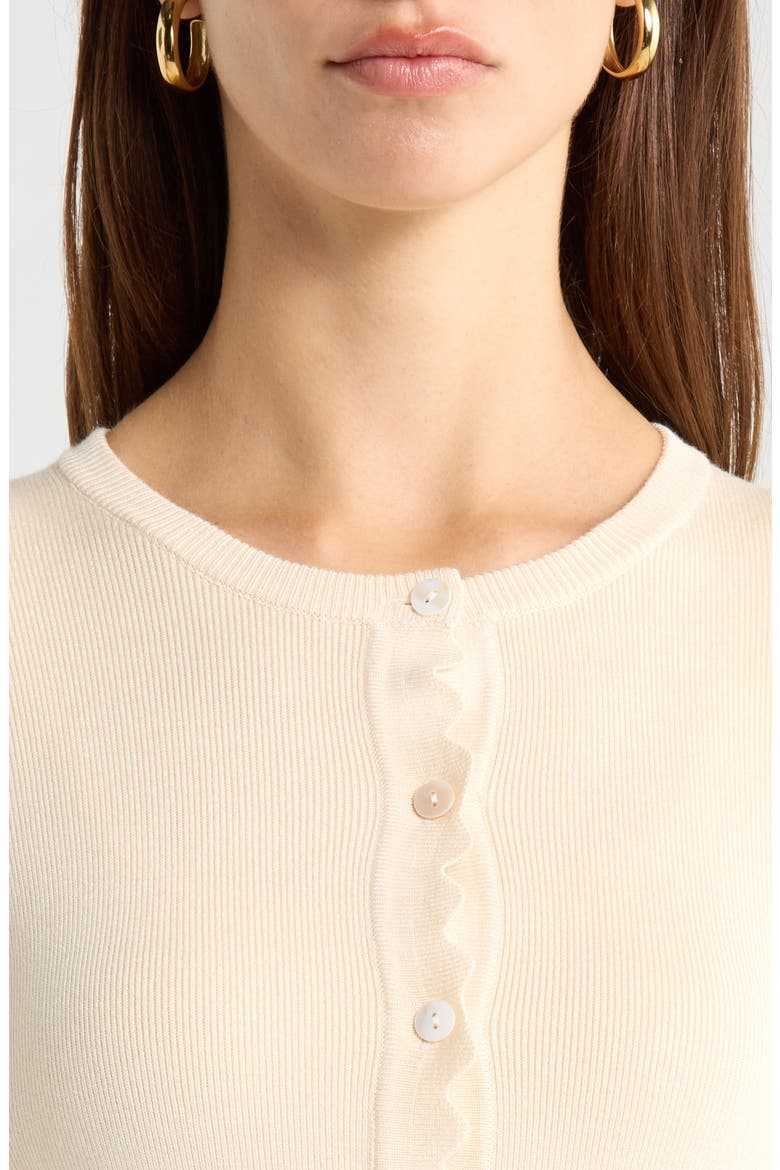Scalloped Placket Crop Cardigan, Alternate, color, CREAM
