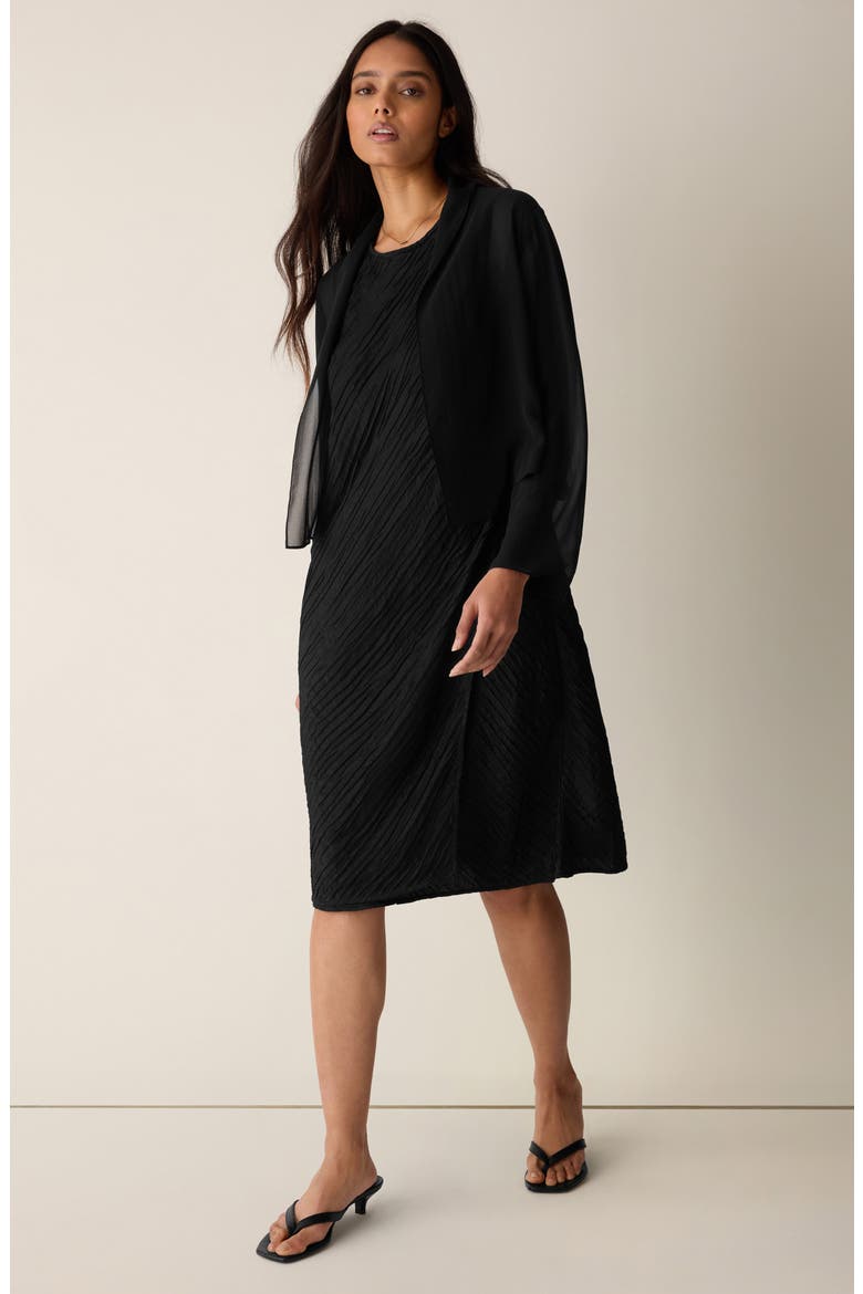 Open Front Silk Jacket, Alternate, color, BLACK