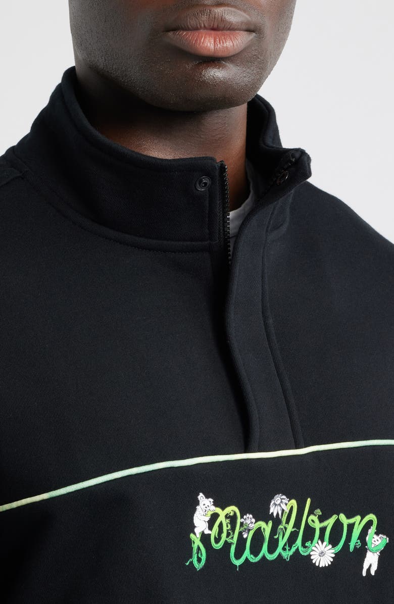 Malbon Golf Grateful Dead Quarter Zip Sweatshirt, Alternate, color, Black