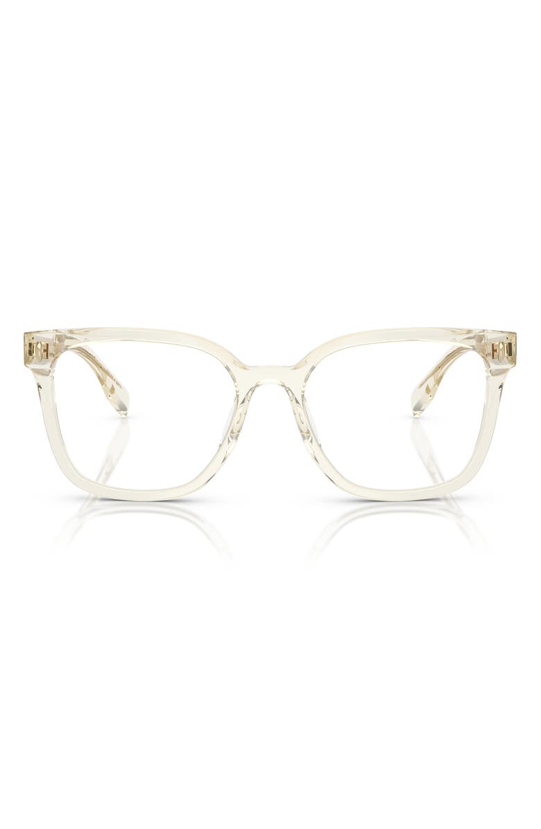 Tory Burch 53mm Square Optical Glasses, Main, color, Transparent Pinot
