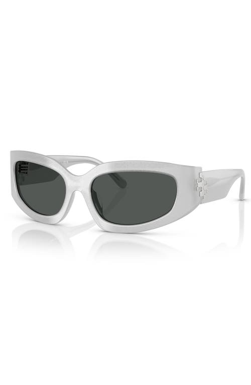 Tory Burch 57mm Irregular Sunglasses In Dark Grey