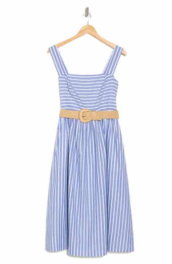 Eliza J Striped Belted Midi Dress